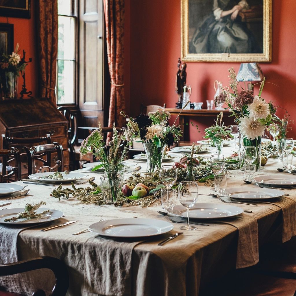 The dining room, laid for service