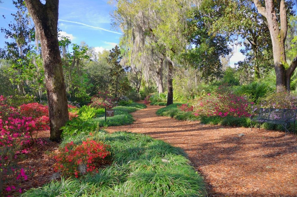 The planted gardens on the grounds